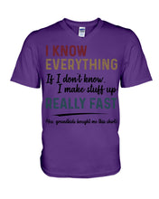 Load image into Gallery viewer, Gift For Grandpa I Know Everything If I Don't Know I Make Stuff Up Guys V-Neck