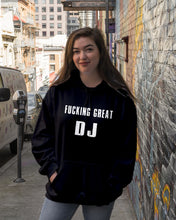 Load image into Gallery viewer, Fucking Great DJ Black And White Printed Mug Hoodie