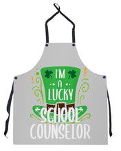 Load image into Gallery viewer, Green Top Hat I'm A Lucky School Counselor St Patrick's Day Gift Apron