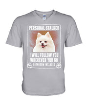 Load image into Gallery viewer, White Pomeranian Will Follow You St. Patrick's Day Printed Mug Guys V-Neck