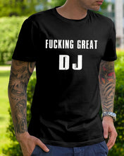 Load image into Gallery viewer, Fucking Great DJ Black And White Printed Mug Guys Tee