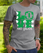 Load image into Gallery viewer, 2nd Grade Love White Clover St Patrick's Day Gift For Teacher Guys Tee