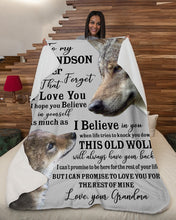 Load image into Gallery viewer, Wolf Grandma Gift For Grandson Believe In Yourself Sherpa Blanket