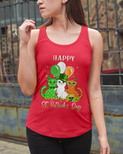 Load image into Gallery viewer, Lovely Cat And Balloons Happy St Patrick's Day Gift For Cat Lovers Ladies Flowy Tank