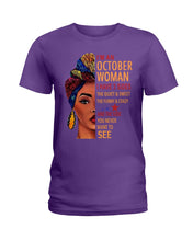 Load image into Gallery viewer, Im An October Woman I Have Three Sides Birthday Gift Ladies Tee