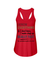 Load image into Gallery viewer, Gift For Grandpa I Know Everything If I Don't Know I Make Stuff Up Ladies Flowy Tank