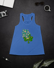 Load image into Gallery viewer, Dog Paws And Clover Shamrock Design St Patrick's Day Gift For Dog Lovers Ladies Flowy Tank