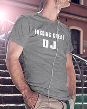 Load image into Gallery viewer, Fucking Great DJ Black And White Printed Mug Guys Tee