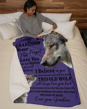 Load image into Gallery viewer, Wolf Grandma Gift For Grandson Believe In Yourself Sherpa Blanket