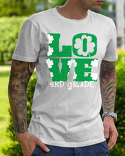 Load image into Gallery viewer, 2nd Grade Love White Clover St Patrick's Day Gift For Teacher Guys Tee