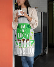 Load image into Gallery viewer, Green Top Hat I'm A Lucky School Counselor St Patrick's Day Gift Apron