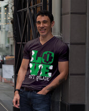 Load image into Gallery viewer, 1st Grade Love White Clover St Patrick's Day Gift For Teacher Guys V-Neck