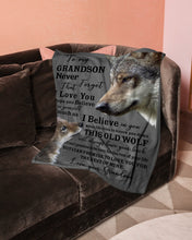 Load image into Gallery viewer, Wolf Grandma Gift For Grandson Believe In Yourself Fleece Blanket