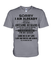 Load image into Gallery viewer, A Freaking Awesome Husband Is My Life Guys V-Neck