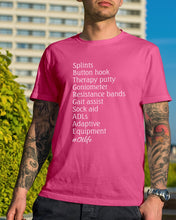 Load image into Gallery viewer, Splints Button Hook Therapy Putty Goniometer Resistance Bands Guys Tee