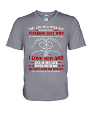 Load image into Gallery viewer, They Call Me A Lucky Man Gift For Husband Guys V-Neck