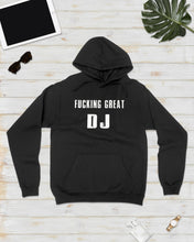 Load image into Gallery viewer, Fucking Great DJ Black And White Printed Mug Hoodie