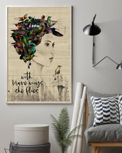 Load image into Gallery viewer, Hummingbird Girl With Brave Wings She Flies Gift For Women Vertical Poster