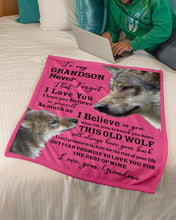Load image into Gallery viewer, Wolf Grandma Gift For Grandson Believe In Yourself Fleece Blanket
