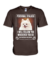 Load image into Gallery viewer, White Pomeranian Will Follow You St. Patrick's Day Printed Mug Guys V-Neck