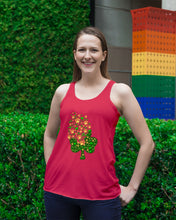Load image into Gallery viewer, Dog Paws And Clover Shamrock Design St Patrick's Day Gift For Dog Lovers Ladies Flowy Tank