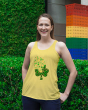 Load image into Gallery viewer, Dog Paws And Clover Shamrock Design St Patrick's Day Gift For Dog Lovers Ladies Flowy Tank