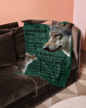 Load image into Gallery viewer, Wolf Grandma Gift For Grandson Believe In Yourself Fleece Blanket