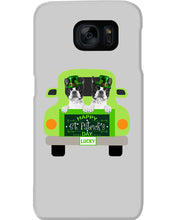 Load image into Gallery viewer, Boston Terrier Let's Go Travel Green Car St Patrick's Day Gift For Dog Lovers Phone case