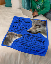 Load image into Gallery viewer, Wolf Grandma Gift For Grandson Believe In Yourself Fleece Blanket