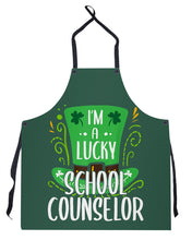 Load image into Gallery viewer, Green Top Hat I'm A Lucky School Counselor St Patrick's Day Gift Apron