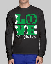 Load image into Gallery viewer, 1st Grade Love White Clover St Patrick's Day Gift For Teacher Unisex Long Sleeve