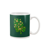 Load image into Gallery viewer, Dog Paws And Clover Shamrock Design St Patrick's Day Gift For Dog Lovers Mug
