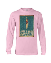 Load image into Gallery viewer, Just A Girl Who Loves Swimming Gift For Girls Unisex Long Sleeve