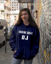 Load image into Gallery viewer, Fucking Great DJ Black And White Printed Mug Hoodie