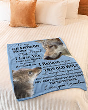 Load image into Gallery viewer, Wolf Grandma Gift For Grandson Believe In Yourself Fleece Blanket