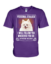 Load image into Gallery viewer, White Pomeranian Will Follow You St. Patrick's Day Printed Mug Guys V-Neck