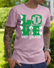 Load image into Gallery viewer, 2nd Grade Love White Clover St Patrick's Day Gift For Teacher Guys Tee