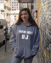 Load image into Gallery viewer, Fucking Great DJ Black And White Printed Mug Hoodie