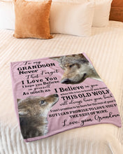 Load image into Gallery viewer, Wolf Grandma Gift For Grandson Believe In Yourself Fleece Blanket