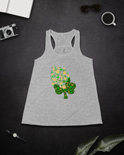 Load image into Gallery viewer, Dog Paws And Clover Shamrock Design St Patrick's Day Gift For Dog Lovers Ladies Flowy Tank
