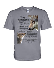 Load image into Gallery viewer, Wolf Grandma Gift For Grandson Believe In Yourself Guys V-Neck