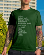 Load image into Gallery viewer, Splints Button Hook Therapy Putty Goniometer Resistance Bands Guys Tee