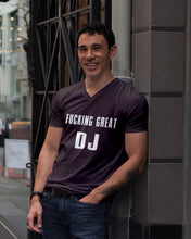 Load image into Gallery viewer, Fucking Great DJ Black And White Printed Mug Guys V-Neck