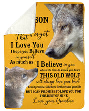Load image into Gallery viewer, Wolf Grandma Gift For Grandson Believe In Yourself Sherpa Blanket