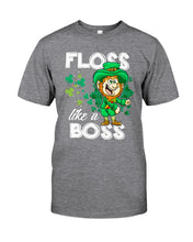 Load image into Gallery viewer, Funny Leprechaun Floss Like A Boss Shamrock Design St Patrick's Day Gift Guys Tee