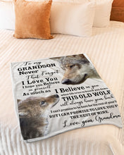 Load image into Gallery viewer, Wolf Grandma Gift For Grandson Believe In Yourself Fleece Blanket
