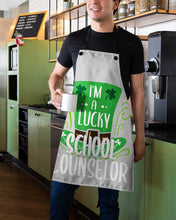 Load image into Gallery viewer, Green Top Hat I'm A Lucky School Counselor St Patrick's Day Gift Apron