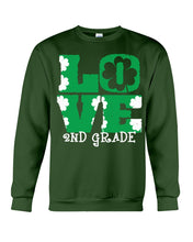Load image into Gallery viewer, 2nd Grade Love White Clover St Patrick's Day Gift For Teacher Sweatshirt