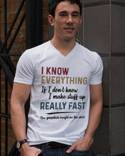 Load image into Gallery viewer, Gift For Grandpa I Know Everything If I Don't Know I Make Stuff Up Guys V-Neck