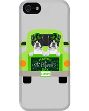 Load image into Gallery viewer, Boston Terrier Let's Go Travel Green Car St Patrick's Day Gift For Dog Lovers Phone case
